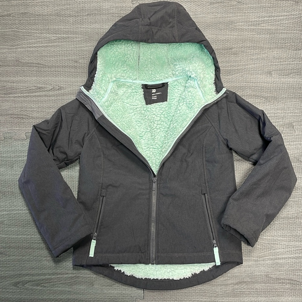 all in motion Kids Black Jacket with Mint Green Sherpa Lining